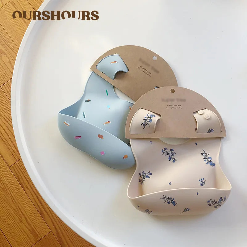 Ins Style Print Waterproof Soft Silicone Baby Bibs