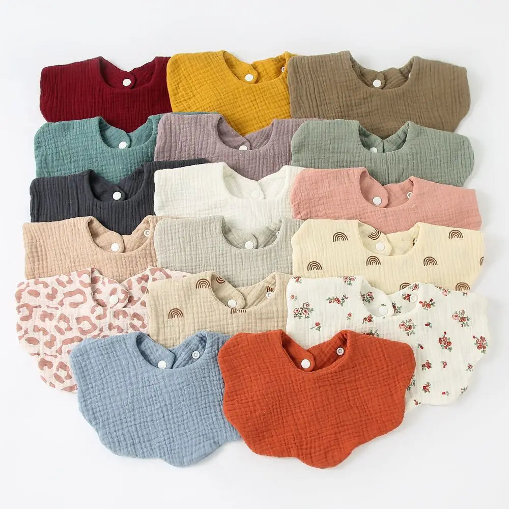 Solid Color Infant Cotton Soft Baby Print Bibs