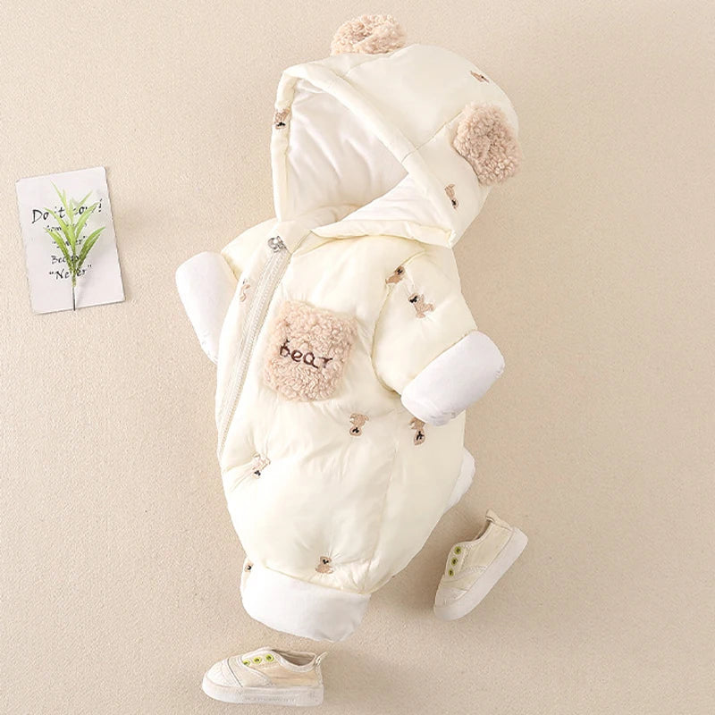 Thick Warm Infant Hooded Winter Baby Jumpsuit