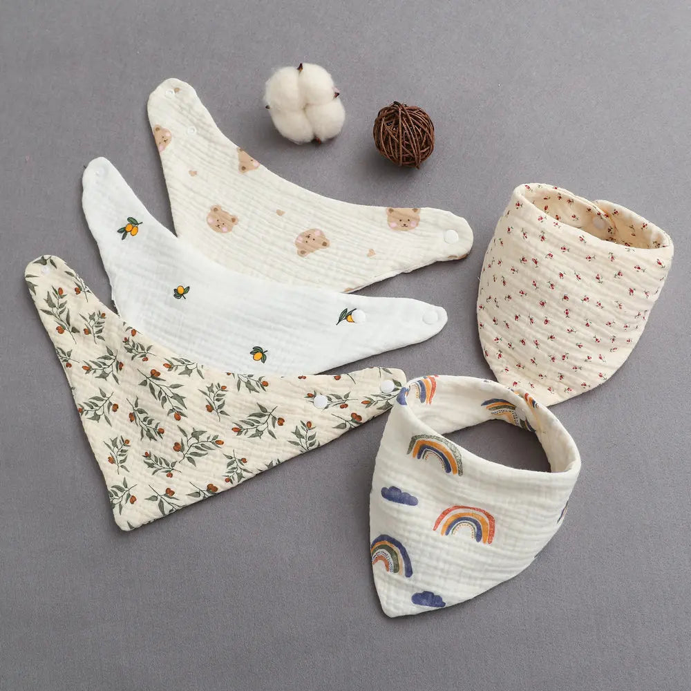 Baby Muslin Bibs Triangle Soft Cotton