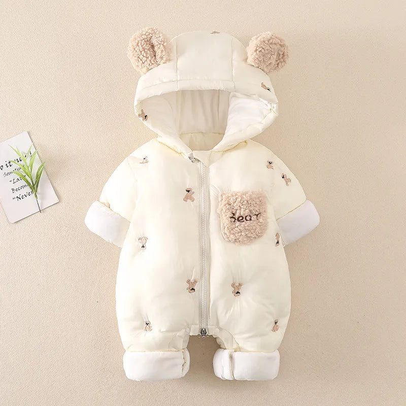 Thick Warm Infant Hooded Winter Baby Jumpsuit