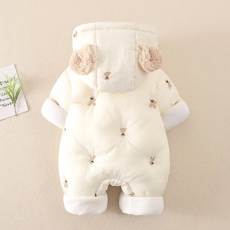 Thick Warm Infant Hooded Winter Baby Jumpsuit